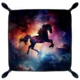 thumbnail image 2 of Women Girls Leather Square Dish Trinket Plate Jewelry Tray, Galaxy Cloud Unicorn Silhouette Mothers Day Birthday Gift, 2 of 6