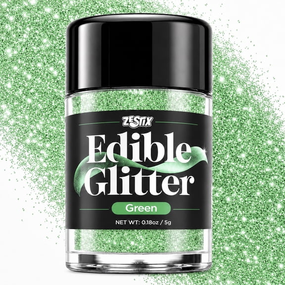 Edible Glitter Green 5g, Food Grade Green Cake Glitter for Drinks, Cakes, Cupcakes & Desserts, Edible Luster Dust