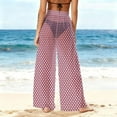 thumbnail image 4 of HongQid Women See Through Mesh Flare Cover up Pants Swimsuit Bikini Bottom Elastic Waist Chiffon Wide Leg Palazzo Trousers, 4 of 7