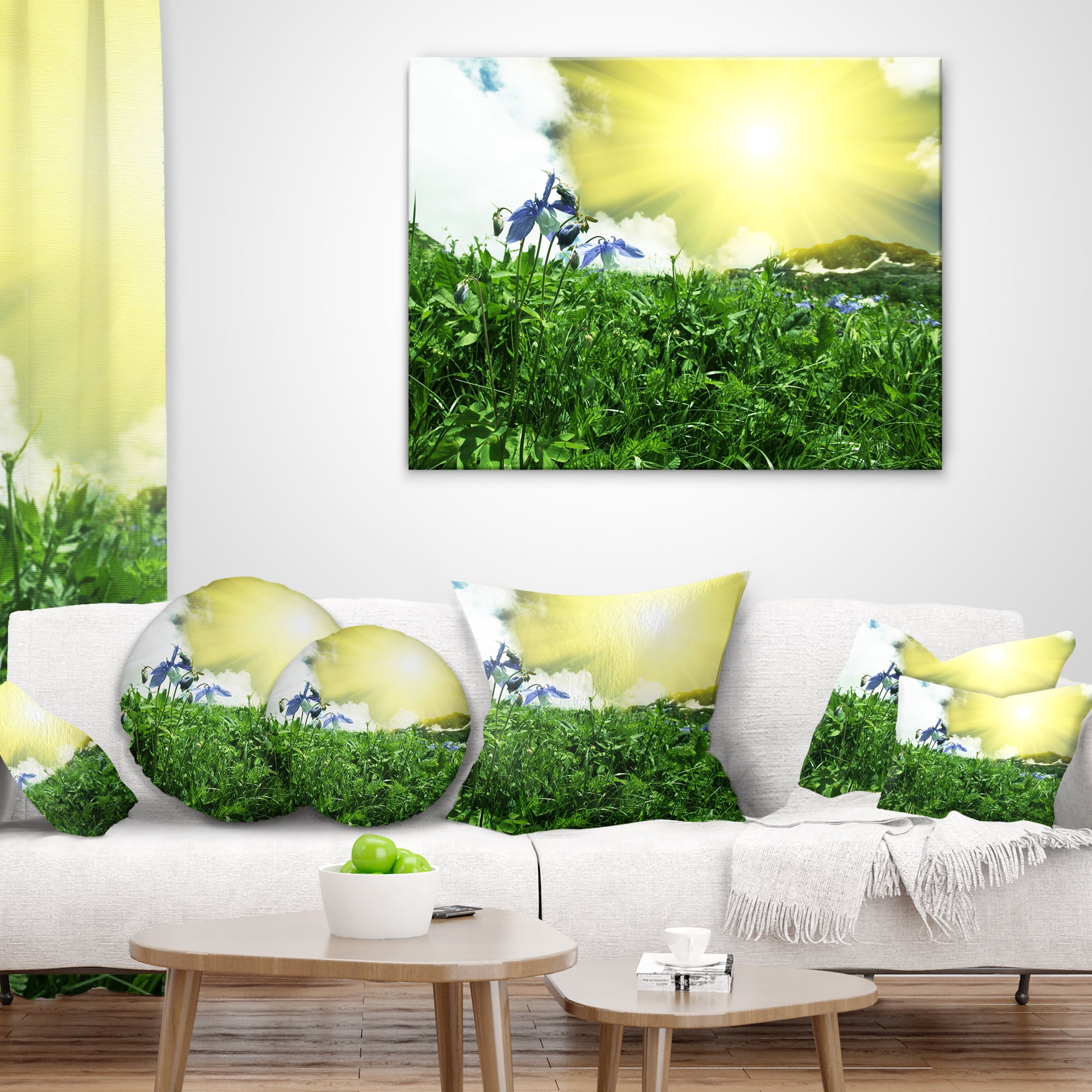 Designart 12" x 20" Green Polyester Throw Pillow