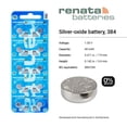 thumbnail image 2 of Battery Renata 384 SR41SW 1.55V Silver Oxide 2 Pack, 2 of 7