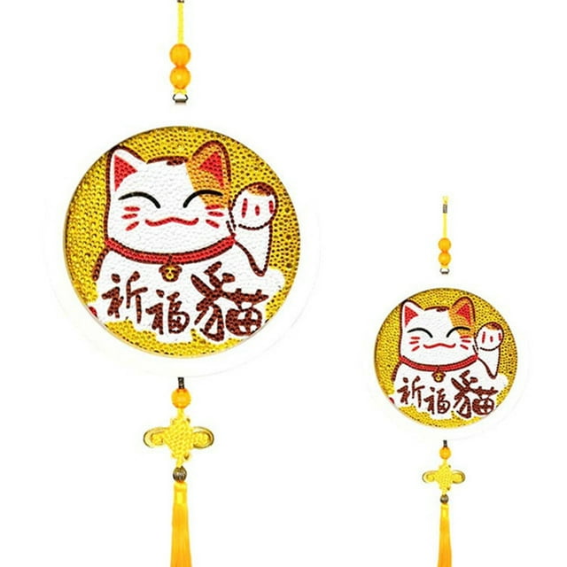 Hanging Ornament DIY Fortune Cat Chinese Knot Diamond Drawing Kit for New Year