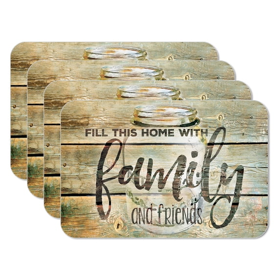 CounterArt "Family Time" 4 Pack Reversible Flexible Plastic Tabletop Placemats