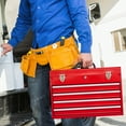 thumbnail image 3 of Metal Tool Box with 4 Drawers Portable Steel Tool Chest with Metal Cylinder Lock and Latch Closure, Liner, Red Powder Coating, Suitable for Garage, Warehouse and Outdoor Repair Job, 3 of 7