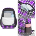 thumbnail image 4 of Purple and Black Checkered Pattern 17" School Backpacks for Teens,Waterproof Oxford Fabric,S-Shape Padded Straps for School,Travel,Hiking,Camping, 4 of 6