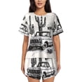 thumbnail image 1 of Fotbe Vintage Cactus Pickup Conjunto de Pijama Estampado para Mujer, 2 Piezas, Ropa de Dormir con Camiseta de Manga Corta y Shorts Suaves-3X-Large, 1 of 6