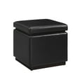 thumbnail image 6 of Linon Elta Square Storage Ottoman, Black Faux Leather, 6 of 11