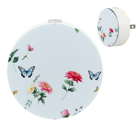 

YZUOUZY Night Lights Plug into Wall Bedroom Lamp Bedroom Lamps Set of 2 Flowers Butterflies Leaves Feathers