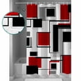 thumbnail image 3 of Shower Curtain Bathroom Set Red Geometric Abstract Color Block Waterproof Fabric Shower Curtains with Grommets&Hooks Irregular Stripe Gray Gradient Privacy Bath Curtain for Bathtub 36x72in, 3 of 7