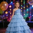 thumbnail image 3 of RUTAYY Children Girls Dress Sequins Solid Color Birthday Party Piano Recital Evening Gown One Shoulder Tutu Travel Elegant Dresses, 3 of 5