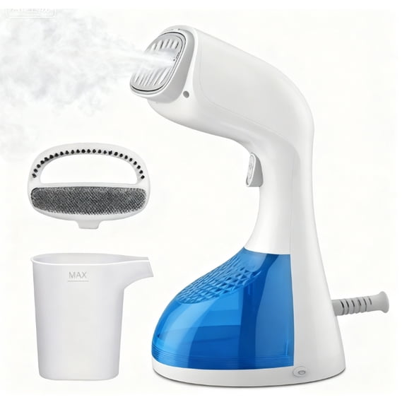 LapEasy 1300-Watt Handheld Garment Steamer, Fast Heat-up and Auto-Off, Foldable Clothes Steamer with Filler Cup and 2 in 1 Brush for Travel and Home Use