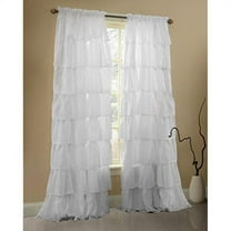 Gee Di Moda Ruffled Sheer Curtains, White, 60” x 84”