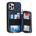 thumbnail image 3 of Allytech Crossbody Wallet Case for iPhone 12 Pro Max,  Zipper Purse Case with Card Holder Kickstand Detachable Lanyard Strap , for iPhone 12 Pro Max 6.7 inch,Blue, 3 of 6