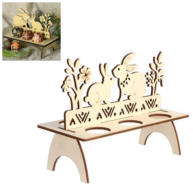 Soporte con forma de gallina para huevos decorativos Soporte de exhibición de huevos de Pascua de madera hecho a mano