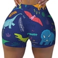 thumbnail image 2 of Haiem Dinosaurs No Front Seam Biker Shorts for Women Yoga Workout Gym Bike Shorts with Tummy Control Moisture-Wicking-Small, 2 of 9
