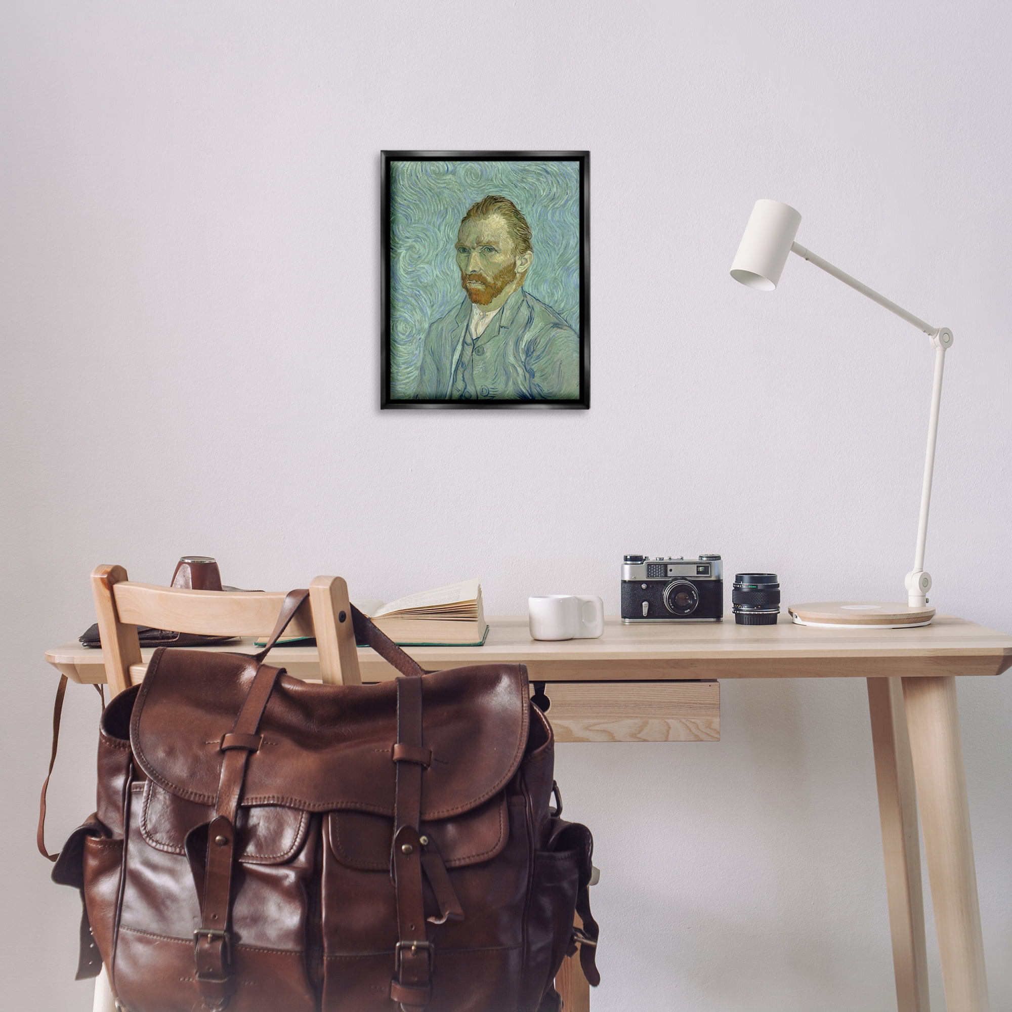 Stupell Industries Van Gogh Classic Self Portrait People Painting Black Floater Framed Canvas Art Print Wall Art, 17 x 21