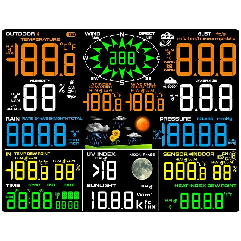 Weather Station Internet Wireless (only display screen)Rain Gauge Weather Forecast Wind Gauge ,Easy to Install
