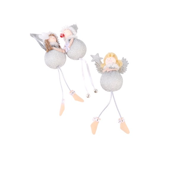 3 Pcs Ornement de Poupée Angel de Noël Argenté Jouet Créatif Accessoire Décoratif de Bureau Angel Cadeaux (Motif Aléatoire)