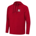thumbnail image 2 of Men's Antigua  Heather Red Rutgers Scarlet Knights Spikes Quarter-Zip Hoodie, 2 of 3