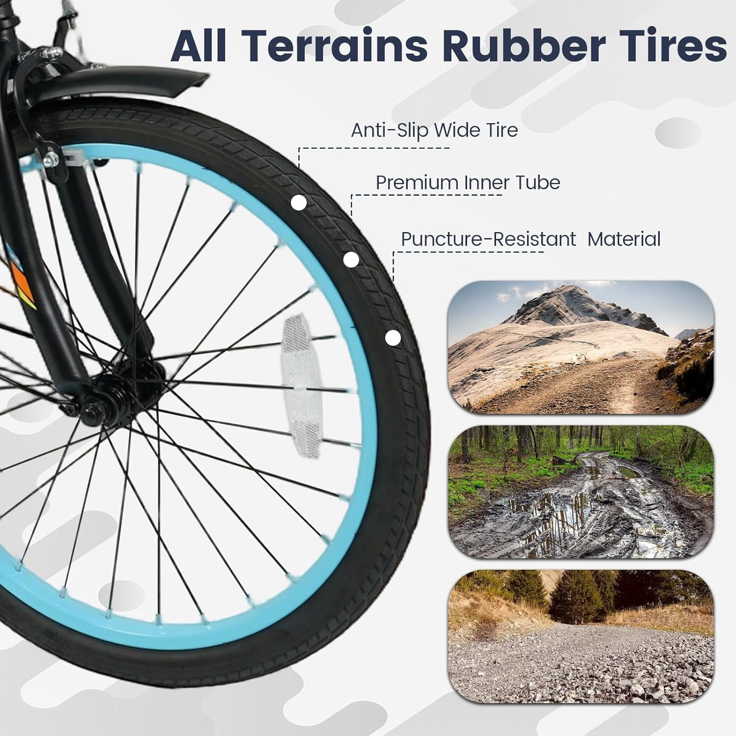 OLAKIDS Mountain Bike, 20 Inch Bicycle with 7 Lighting Modes Bluetooth Music 6 Speed Drivetrain