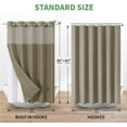 thumbnail image 2 of Extra Long No Hook Shower Curtain with Snap-in Fabric Liner Set,Slub Textured Fabric Shower Curtains for bathroom,Hotel Style Modern Shower Curtain,Water Repellent,Washable,71x86(84),Tan/Khaki, 2 of 12