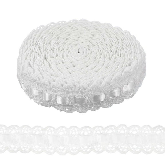 Uxcell 5 Yards Eyelet Lace Trim, 0.79 Inch Crochet Lace Trim for Sewing Dress Apron Pillow Dolls Clothes Bag Decoration, White