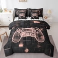 thumbnail image 1 of YST Gaming Full Bedding Sets for Girls Pink Black Gamepad 7 Piece Comforter Set, Geometric Grid Square, 1 of 5