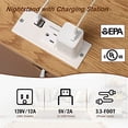 thumbnail image 3 of Xilingol Rattan Nightstand with Charging Station USB Ports & Power Outlets, Boho Wooden Bedside Table End Table for Living Room and Bedroom, 3 of 7