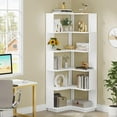 thumbnail image 4 of Tribesigns 6-Tier Corner Bookshelf, 64.9 Inch Tall Bookcase with Anti-Drop Panel, Modern Freestanding Corner Shelf Display Rack Storage Organizer for Home Office, Living Room, White, 4 of 8