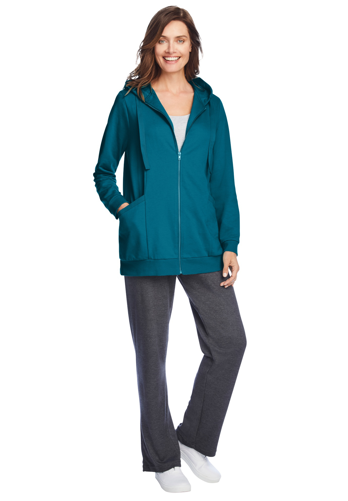 Woman Within Womens Plus Size French Terry Quarter-Zip Sweatshirt SWEATSHIRT
