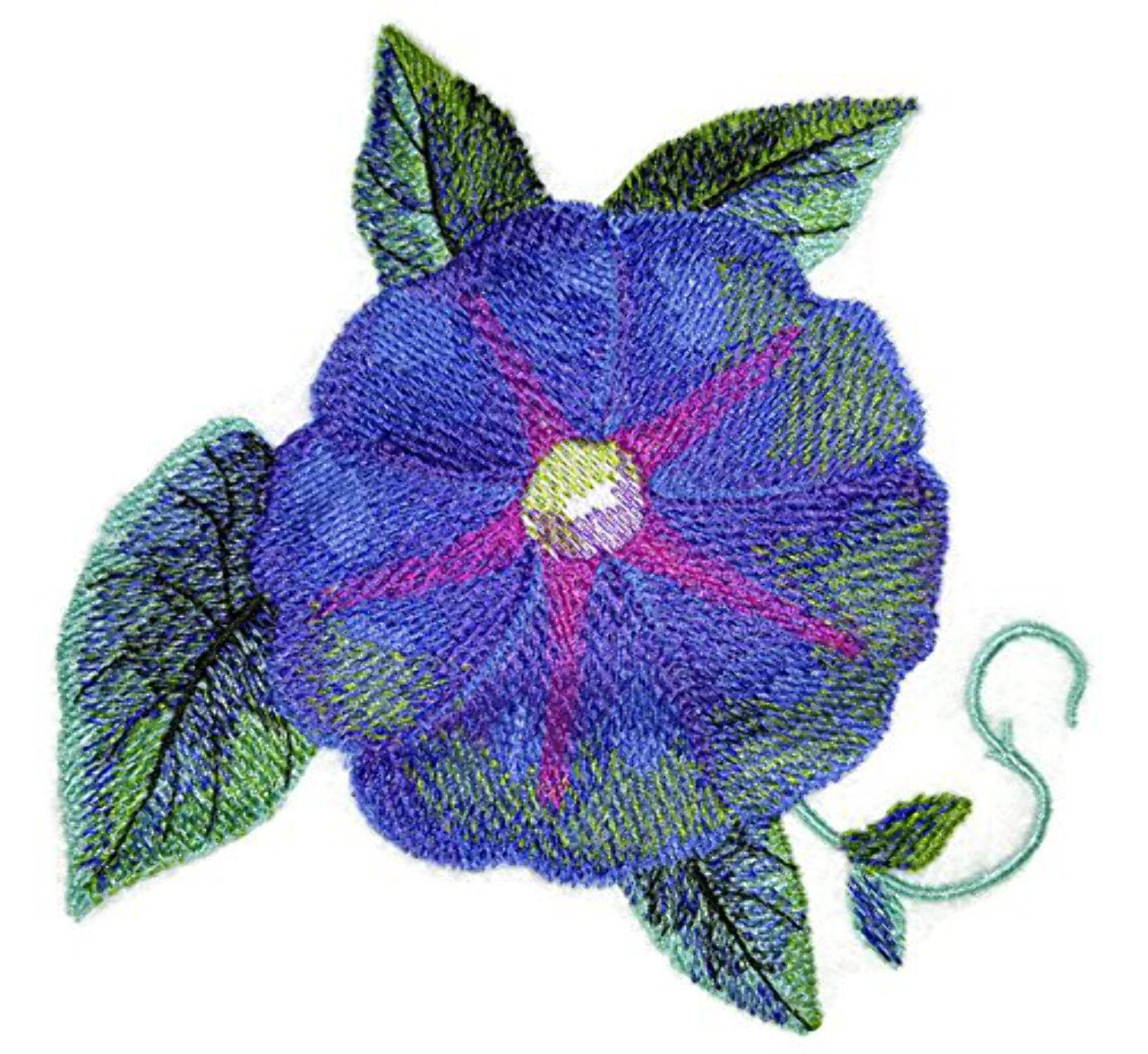 BeyondVision Custom and Unique Watercolor Blooms and Butterflies [Watercolor Morning Glory Bloom] Embroidered Iron on/Sew patch [5.06" 4.85"]