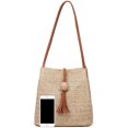 thumbnail image 2 of YOUI-GIFTS Straw Handbags Women's Summer Beach Straw Bucket Tote Bag Straw Woven Handbag Tassel Shoulder Bag Purse, 2 of 2