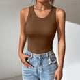 thumbnail image 4 of Stralyhd Built In Bra Tank Tops for Women Sweat Wicking Summer Tank Going Out Sleeveless Camisole Slim Fit Casual Outfits Brown S, 4 of 4