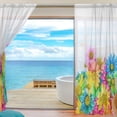 thumbnail image 4 of FREEAMG Rainbow Colorful Flower Daisies Sheer Curtains Window Voile Panels Drapes Tulle Curtains Semi Sheer Curtains 78 Inches Long for Living Room Bedroom, Set of 2, 4 of 4