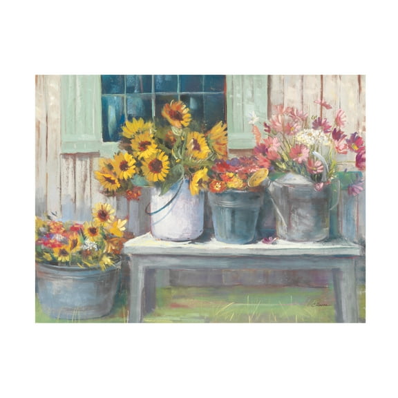 Carol Rowan 'Green Bench Bright' Canvas Art