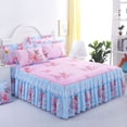 thumbnail image 1 of Material de microfibra, diseño elegante con volantes de dos capas, falda de cama tamaño king suave y cálida para una noche de sueño completa que mejora el estado de ánimo matutino, juego de colcha, 1 of 7