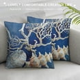 thumbnail image 3 of Chilfamy  Throw Pillow Cover Blue  Indigo Ocean Coral Seashells Beach House Gray Coastal Decorative Pillow Case Home Decor Square  Pillowcase, 3 of 5