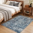 thumbnail image 2 of Wonnitar 3'x5' Vintage Entryway Rug, Washable Small Area Rug for Kitchen Non Slip Stain Resistant, Low Pile Medallion Throw Rug for Bedroom Bathroom Laundry Room, Blue, 2 of 12