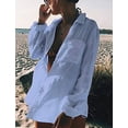 thumbnail image 4 of Bsubseach Chemise de Plage à Manches Longues pour Femmes, par-Dessus de Maillot de Bain, Robe de Plage Bikini Cyan, 4 of 4