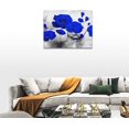 thumbnail image 4 of Blue Floral Wall Art Flower Pictures Black and White Wall Decor Blue and Grey Canvas Print Rustic Painting Modern Home Framed Artwork for Living Room Bedroom Bathroom 16"x12", 4 of 6
