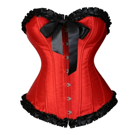 JULMCOMO Corset Tops for Women  Bustier Shapewear Lingerie  Floral Red Lace Trim Waist Push Up Bodysuit Bustier Top Red XL