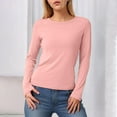 thumbnail image 2 of GEWSEY Women's Boat Neck Tops Long Sleeve Shirts Casual Fitted Tee Shirts Solid Color Fall Basic Clothes (Pink, L), 2 of 6