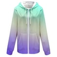 thumbnail image 4 of Jiyugala Women's Hoodies & Sweatshirts Fashion Autumn And Winter Gradient Printing Casual Pocket Long Sleeve Drawstring Hooded Jacket Zipper Women's Hooded Sweatshirt, 4 of 4