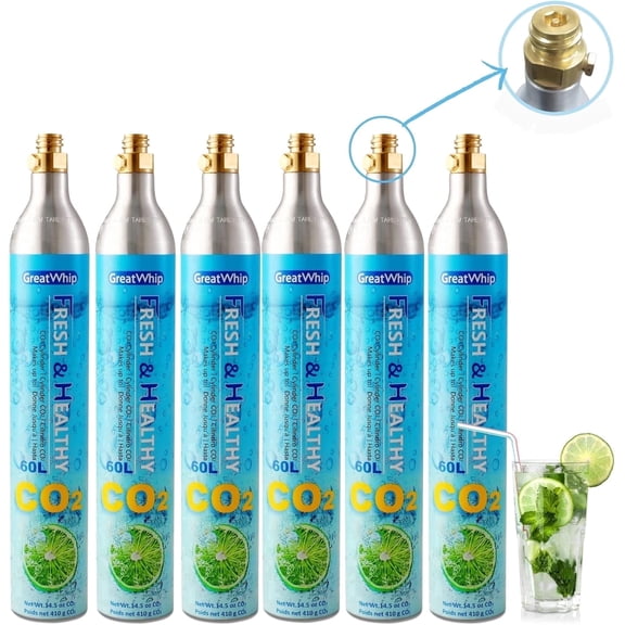 GreatWhip Screw in type Connection 360 L Soda Maker Kits with 6 Cylinders