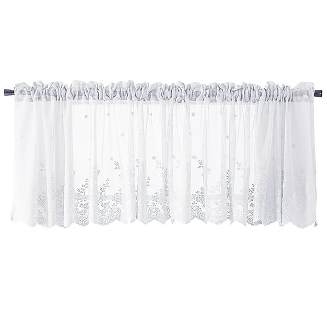 Langgg Lace Cafe Kitchen Ruffle Window Drape Valance Semi Transparent Voile Curtains Window Treatment