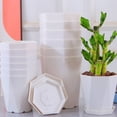 thumbnail image 3 of Juego de macetas de balcón de 5 piezas, macetas de plástico de resina gruesa con base de drenaje, diseño geométrico de diamantes, contenedores decorativos de plantas interiores y exteriores para, 3 of 4