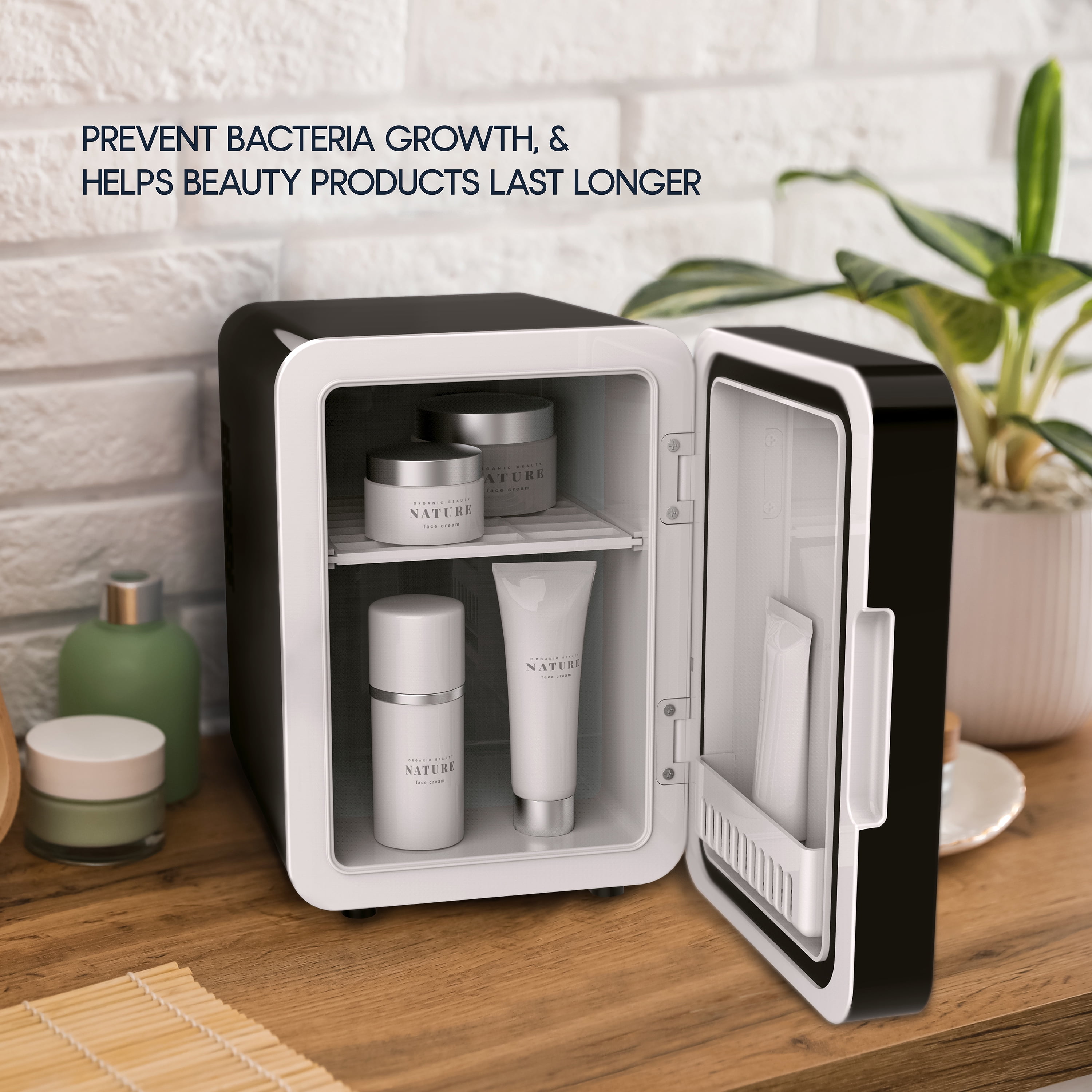 Icon Beauty Mini Fridge with LED Mirror 6.75in, 4-Liter Compact Mini Cooler with Standard Door, New