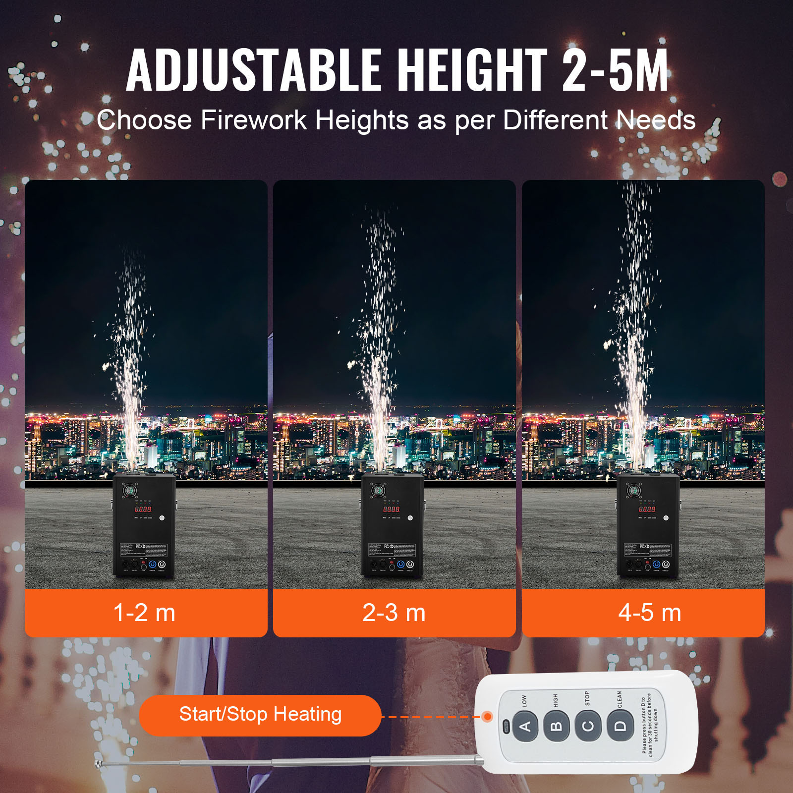 KFFKFF 4Pcs Cold Spark Machine, 700W 6.6-16.4ft Firework Machine DMX512 Adjustable Smart Stage Effect Machine Safe Great Low Noise Smokeless for Stage DJ Disco,Black