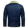 thumbnail image 4 of Men's Lapel Sherpa Lined Thicken Denim Trucker Jacket Blue XXXL, 4 of 9
