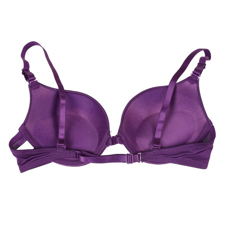 Promotion Clearance Sexy Padded Push Up Bras Women Seamless Bra Lingerie  Backless Bralette Front Closure Brassiere Adjustment Underwear Female purple  85B 
